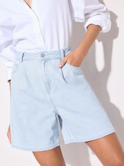 Friends Like These Mid Blue Denim Bermuda 100% Cotton Shorts - Image 1 of 4