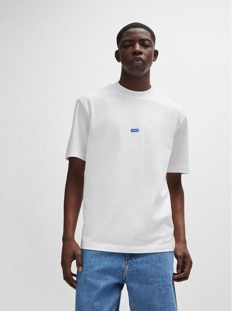 HUGO White Logo Patch 100% Cotton Jersey T-Shirt - Image 1 of 6 HUGO White Logo Patch 100% Cotton Jersey T-Shirt - Image 1 of 6