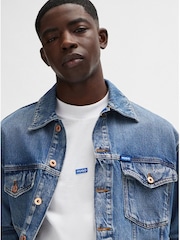 HUGO White Logo Patch 100% Cotton Jersey T-Shirt - Image 5 of 6