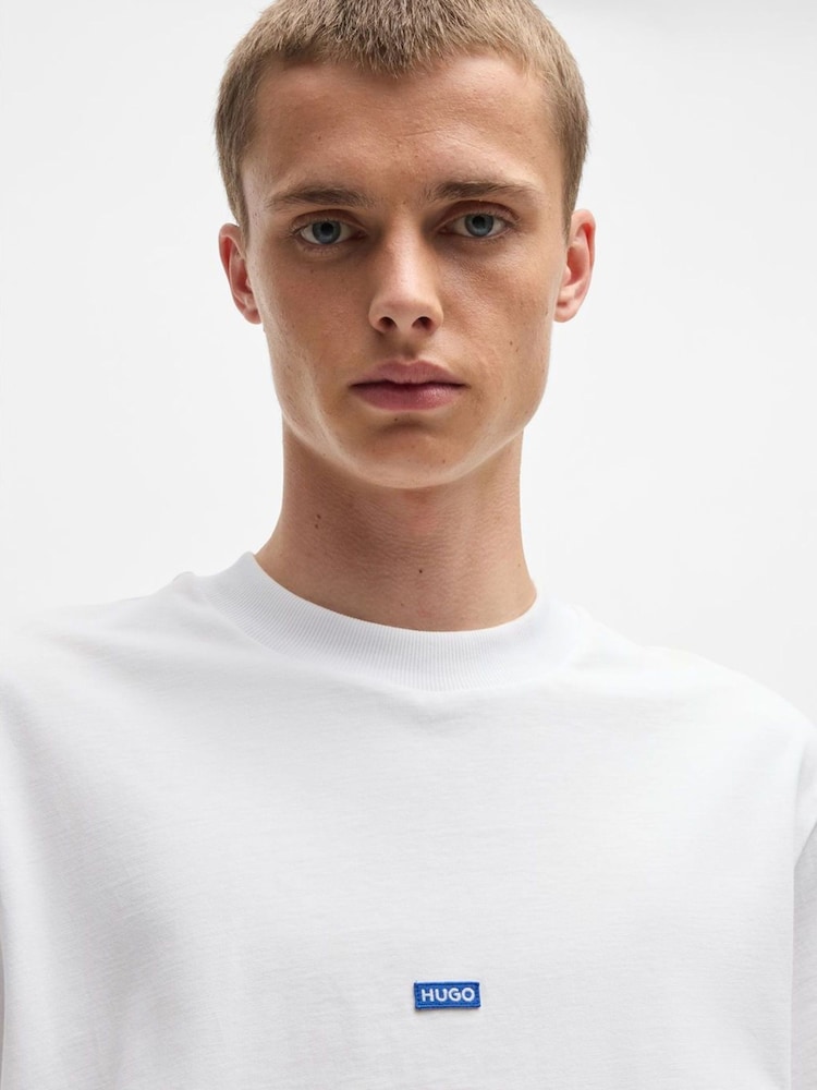 HUGO White Logo Patch 100% Cotton Jersey T-Shirt - Image 6 of 6