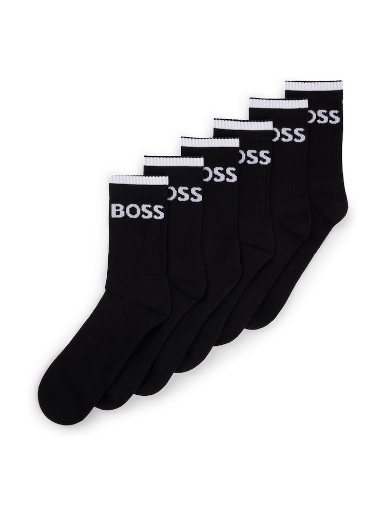 BOSS Black Stripe Sporty 6 Pack Ribbed Socks - Image 1 of 3