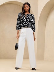 Lipsy Black Print Jersey 3/4 Sleeve Top - Image 2 of 5