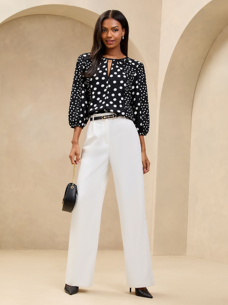 Lipsy Black Print Jersey 3/4 Sleeve Top - Image 2 of 5