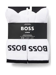 BOSS White Stripe Sporty 6 Pack Ribbed Socks - Image 2 of 3