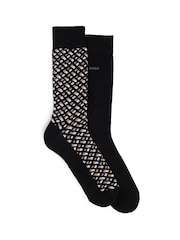 BOSS Black Cotton Blend Socks 2 Pack - Image 1 of 4