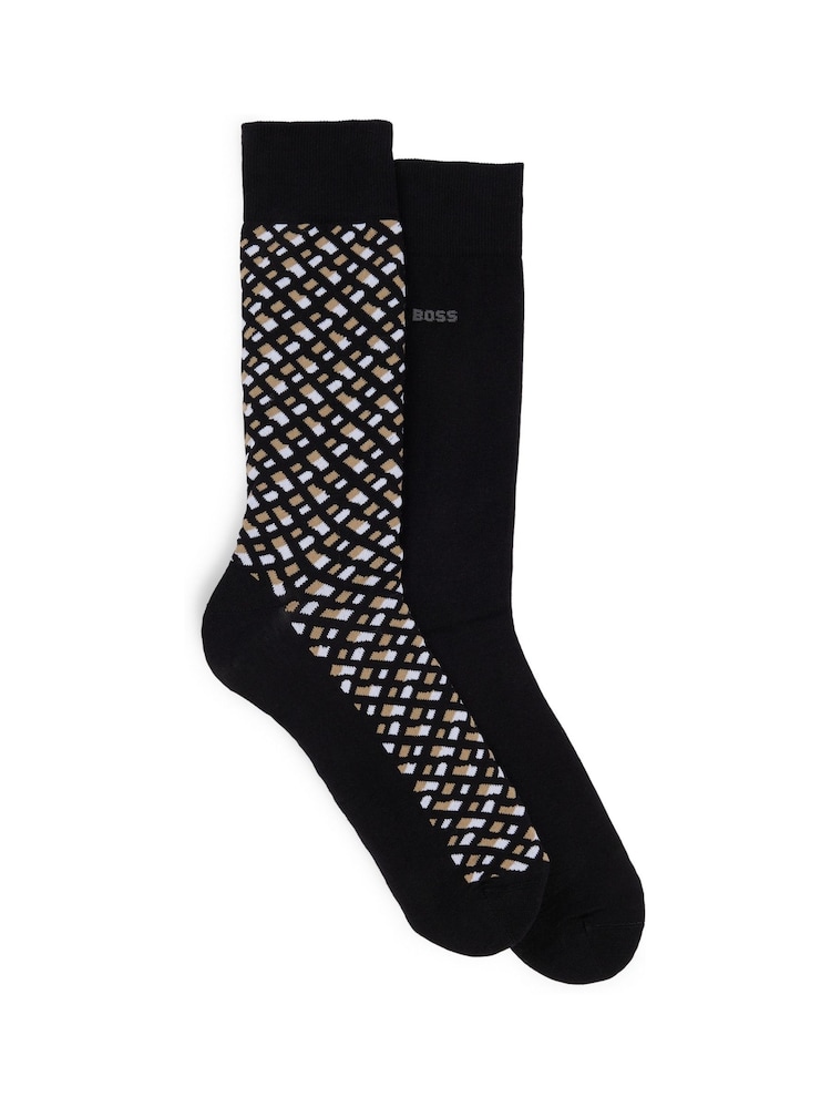 BOSS Black Cotton Blend Socks 2 Pack - Image 1 of 4