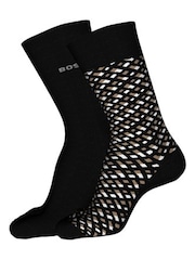 BOSS Black Cotton Blend Socks 2 Pack - Image 2 of 4