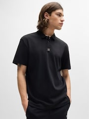 HUGO Black Signature Stacked Logo 100% Cotton Polo Shirt - Image 1 of 7