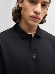 HUGO Black Signature Stacked Logo 100% Cotton Polo Shirt - Image 5 of 7