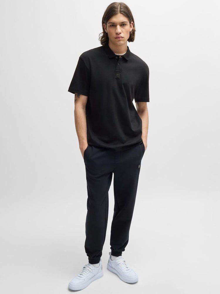 HUGO Black Signature Stacked Logo 100% Cotton Polo Shirt - Image 6 of 7