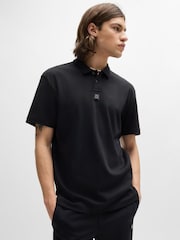 HUGO Black Signature Stacked Logo 100% Cotton Polo Shirt - Image 7 of 7