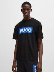 HUGO Black Cotton Jersey T-Shirt with Logo - Image 1 of 3