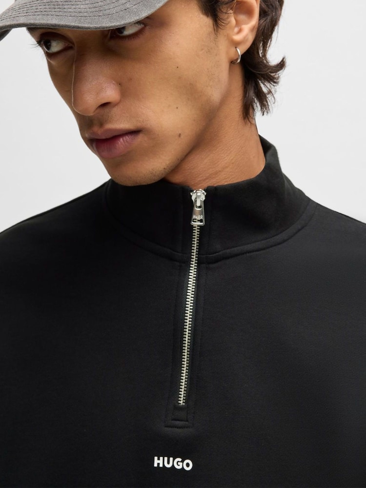 HUGO Black Deabono Stacked Logo 100% Cotton Polo Shirt - Image 4 of 4