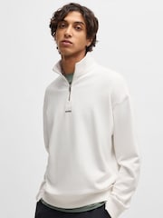 HUGO White Deabono Stacked Logo 100% Cotton Polo Shirt - Image 1 of 4