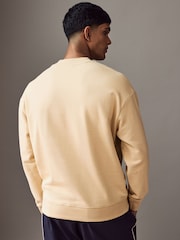 HUGO Beige Hugo Relaxed Fit 100% Cotton Crew Neck Sweat Top - Image 2 of 4