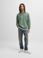 HUGO Khaki Green Hugo Relaxed Fit 100% Cotton Crew Neck Sweat Top - Image 3 of 5