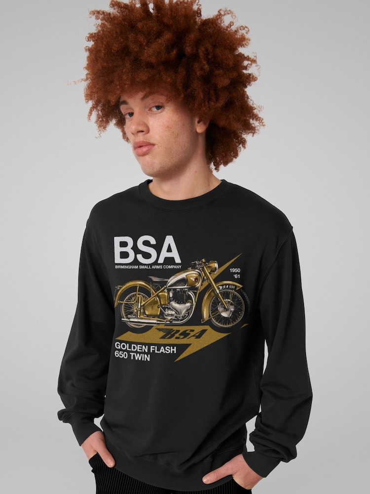 All + Every Black BSA Golden Flash 650 Twin Mens Sweatshirt - Image 2 of 3