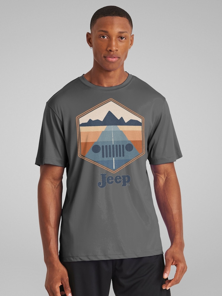 All + Every Grey Jeep Drive With A View Mens 100% Cotton T-Shirt - Image 1 of 3