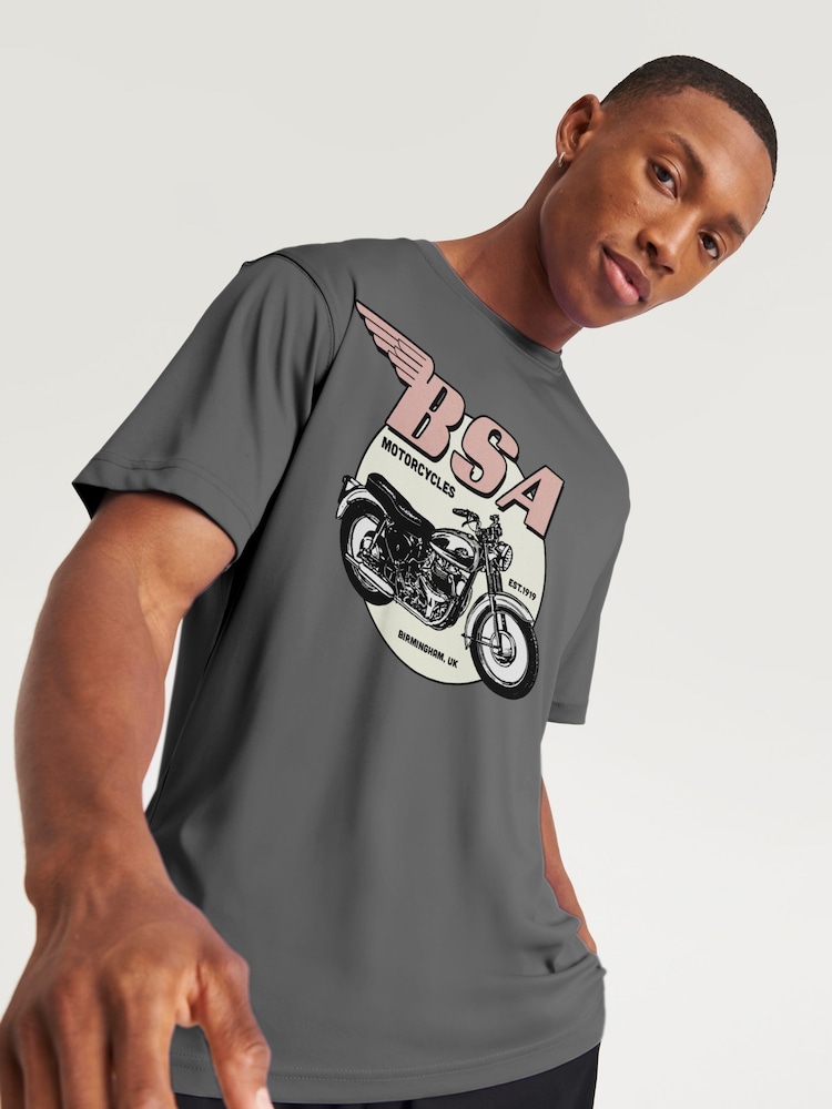All + Every Grey BSA Motorcycles Est 1919 Golden Flash Mens 100% Cotton T-Shirt - Image 2 of 4