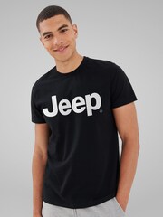 All + Every Black Jeep Classic Text Logo Mens 100% Cotton T-Shirt - Image 1 of 4