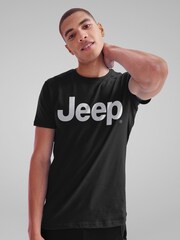 All + Every Black Jeep Classic Text Logo Mens 100% Cotton T-Shirt - Image 2 of 4