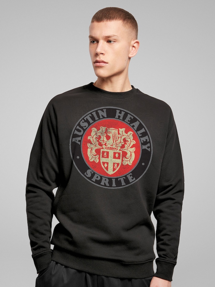 All + Every Black Austin Healey Sprite Logo British Motor Heritage Mens Sweatshirt - Image 1 of 3