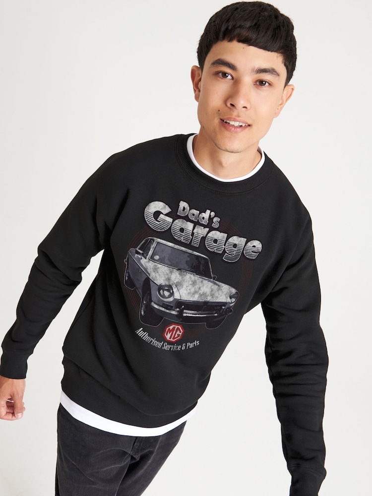 All + Every Black MG Dads Garage British Motor Heritage Mens Sweatshirt - Image 2 of 3
