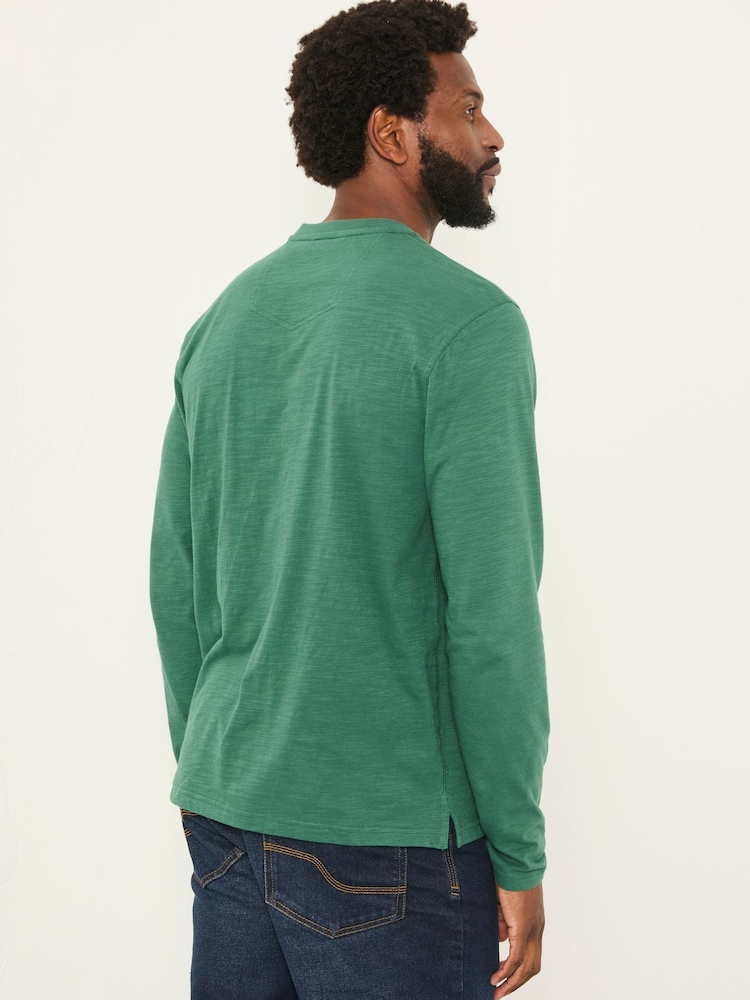 FatFace Henley Emerald Green Long Sleeve Woodside Slub - Image 2 of 5