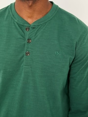 FatFace Henley Emerald Green Long Sleeve Woodside Slub - Image 4 of 5