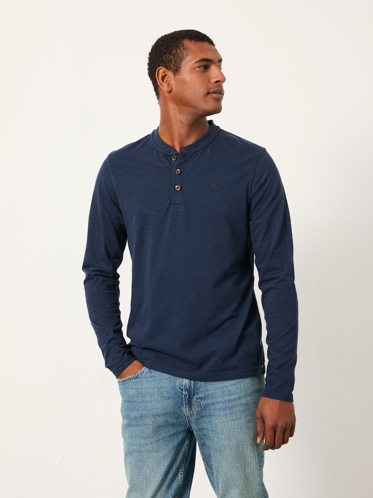FatFace Navy Long Sleeve Woodside Slub Henley - Image 1 of 1 FatFace Navy Long Sleeve Woodside Slub Henley - Image 1 of 1