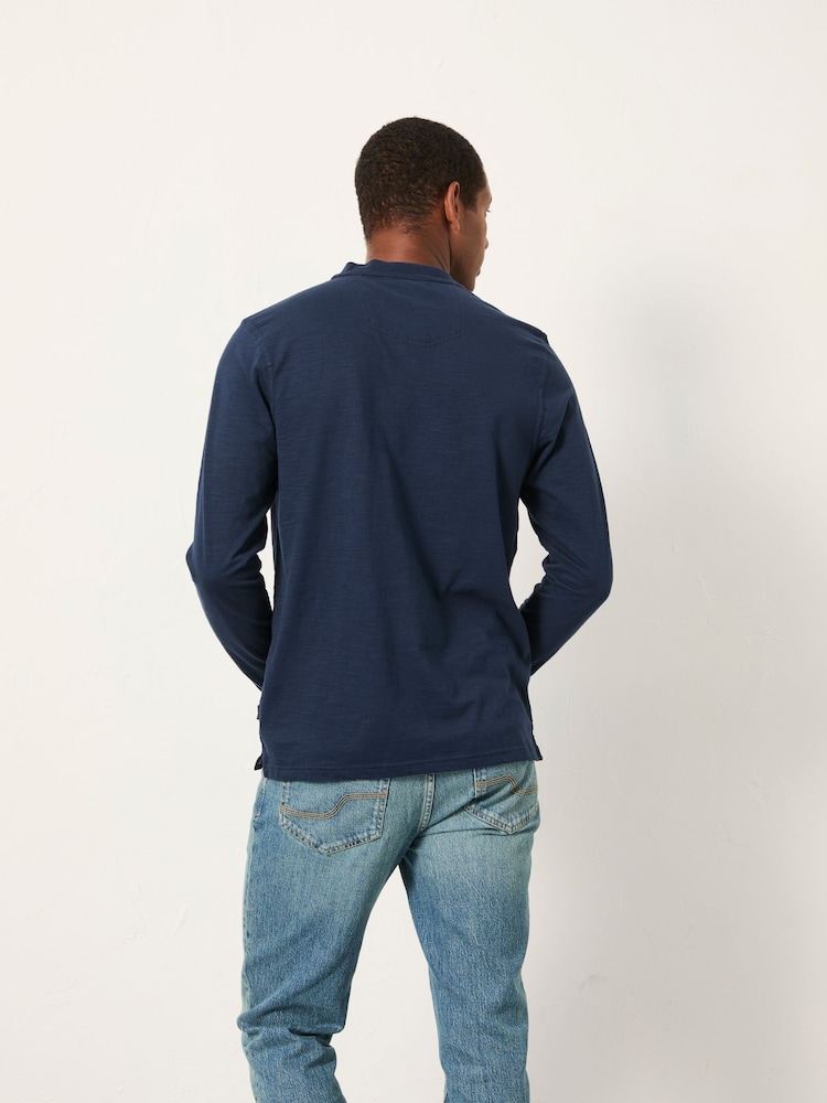FatFace Navy Long Sleeve Woodside Slub Henley - Image 2 of 5 FatFace Navy Long Sleeve Woodside Slub Henley - Image 2 of 5