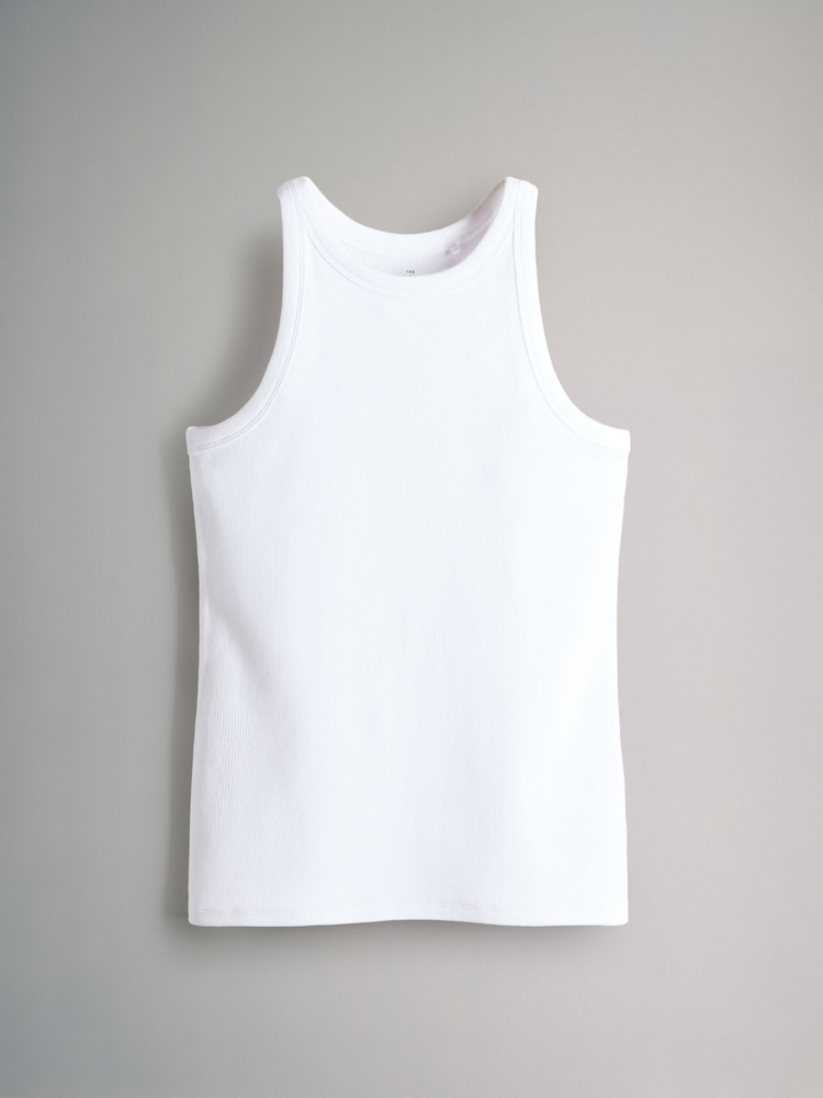 The Set Grey/Red/White Ribbed Racer Vests 3 Pack - Image 4 of 6
