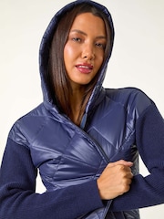 Roman Blue Diamond Quilted Hooded Mix Jacket - Image 2 of 5