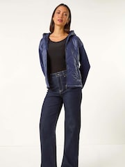 Roman Blue Diamond Quilted Hooded Mix Jacket - Image 5 of 5