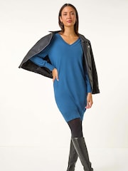 Roman Petrol Blue Knitted Jumper Dress - Image 1 of 5
