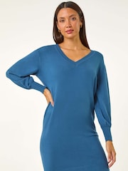 Roman Petrol Blue Knitted Jumper Dress - Image 2 of 5