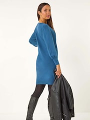 Roman Petrol Blue Knitted Jumper Dress - Image 3 of 5