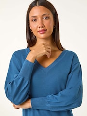 Roman Petrol Blue Knitted Jumper Dress - Image 4 of 5