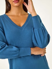 Roman Petrol Blue Knitted Jumper Dress - Image 5 of 5
