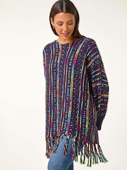Roman Fringe Hem Knit Longline Jumper - صورة 1 من 5