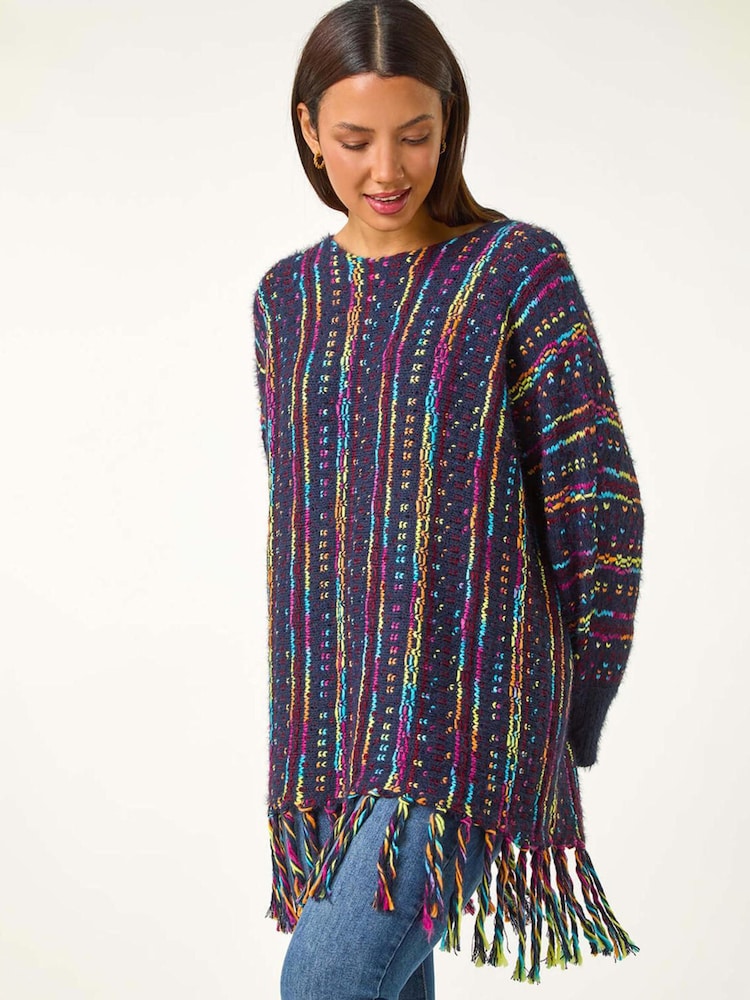 Roman Fringe Hem Knit Longline Jumper - صورة 1 من 5