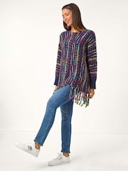 Roman Fringe Hem Knit Longline Jumper - صورة 2 من 5