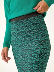 Roman Green Plisse Print Stretch Maxi Skirt - Image 6 of 6