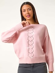 Roman Pink Boat Neck Embellished Jumper - Image 3 of 6