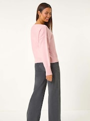 Roman Pink Boat Neck Embellished Jumper - Image 4 of 6