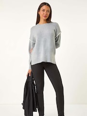 Roman Grey Contrast Stitch Knit Jumper - Image 2 of 5