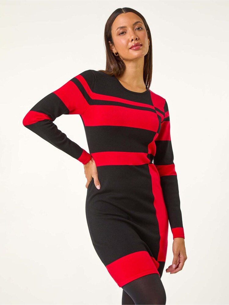 Vermelho - Roman Colourblock de malha Dress - Imagem 2 de 5