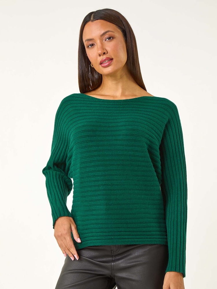 Roman Green Soft Ribbed Stretch Knit Jumper - Image 2 of 5