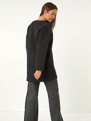 Roman Black Collarless Contrast Button Knit Jacket - Image 3 of 5