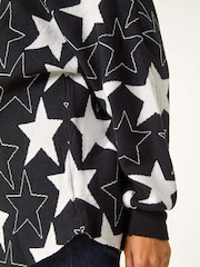 Czarny - Roman Star Print Long Sleeve Knit Jumper - Image 3 of 6